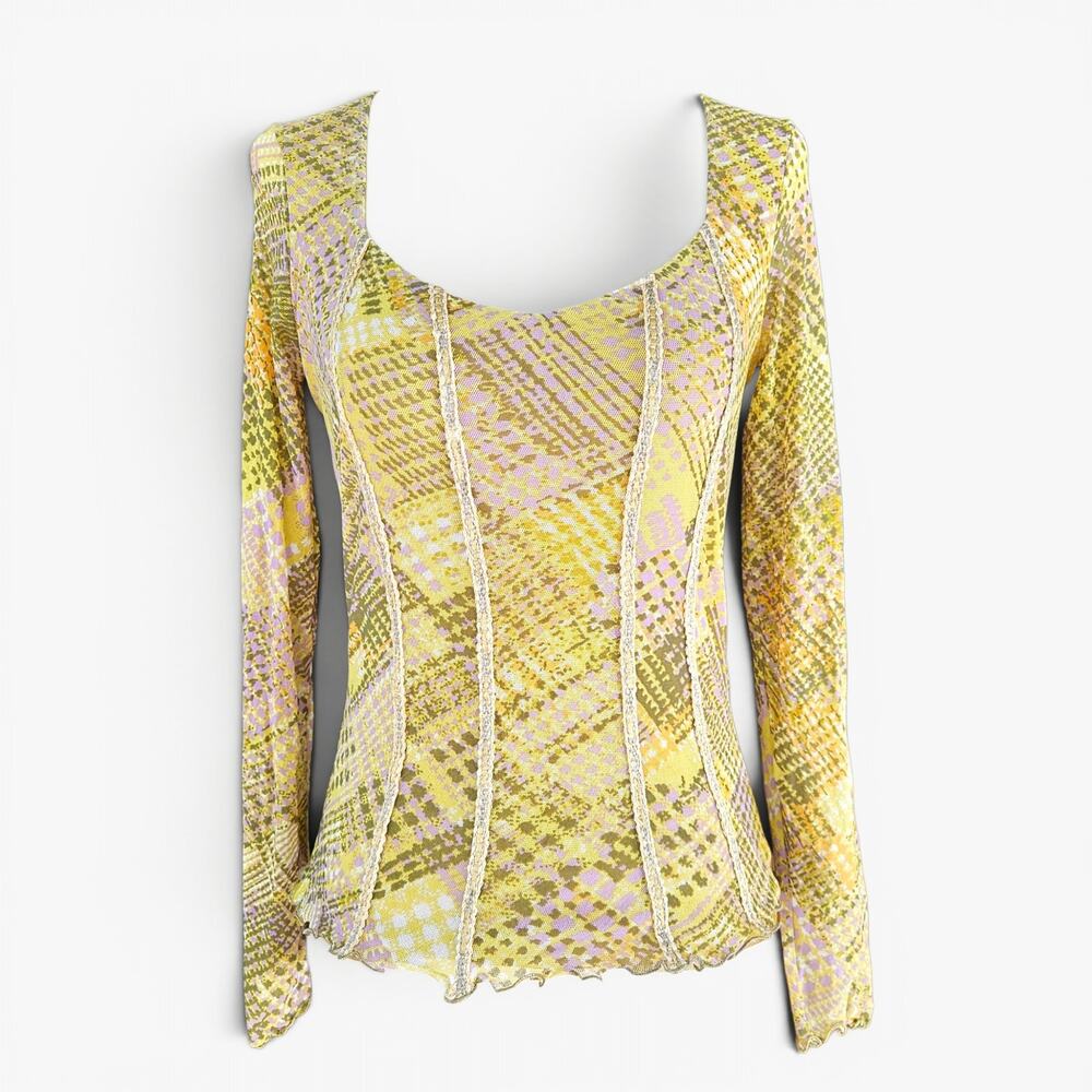 Euro Micro Mesh Long-Sleeved Top Double Lined - Small